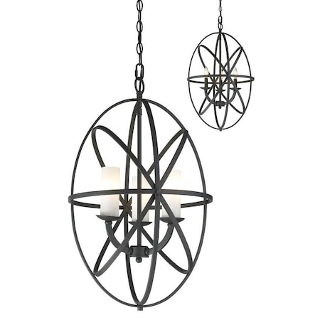Z-Lite Aranya 3 Light Pendant, Bronze & Matte Opal 6027-3S-BRZ